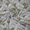 Green Floral Jaipuri Block Print Fabric For Dress Material Online