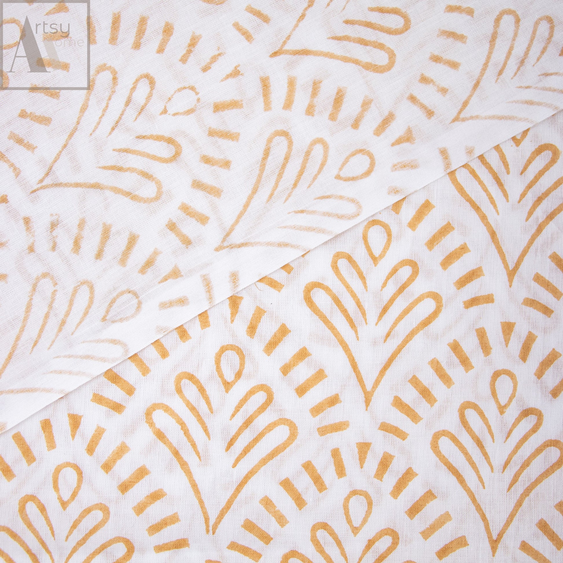 Yellow Jaipur Block Print Fabric For Dress Material Online