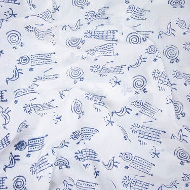 Hand Block Abstract Print Fabric For Dress Material Online