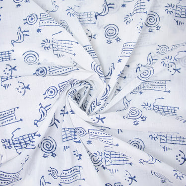 Hand Block Abstract Print Fabric For Dress Material Online