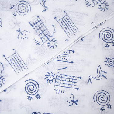 Hand Block Abstract Print Fabric For Dress Material Online