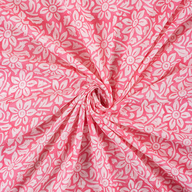 Voile Floral Hand Block Printed Cotton Fabric