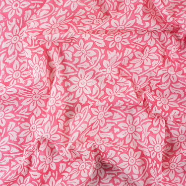 Voile Floral Hand Block Printed Cotton Fabric