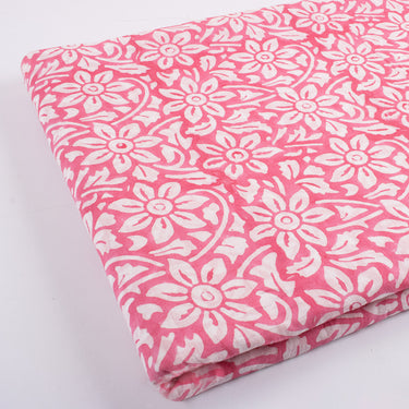 Voile Floral Hand Block Printed Cotton Fabric