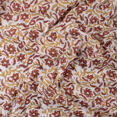 Maroon Flower Block Print Fabric Online