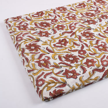 Maroon Flower Block Print Fabric Online