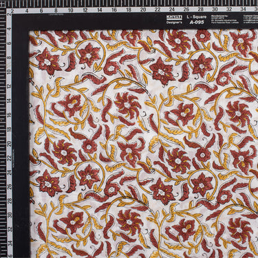 Maroon Flower Block Print Fabric Online