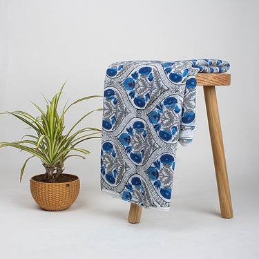 Hand Block Blue Floral Printed Textiles Soft Cotton Fabric Online