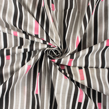 Hand Block Striped Voile Printed Pure Cotton Fabric