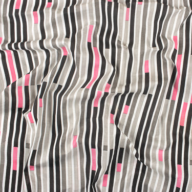 Hand Block Striped Voile Printed Pure Cotton Fabric
