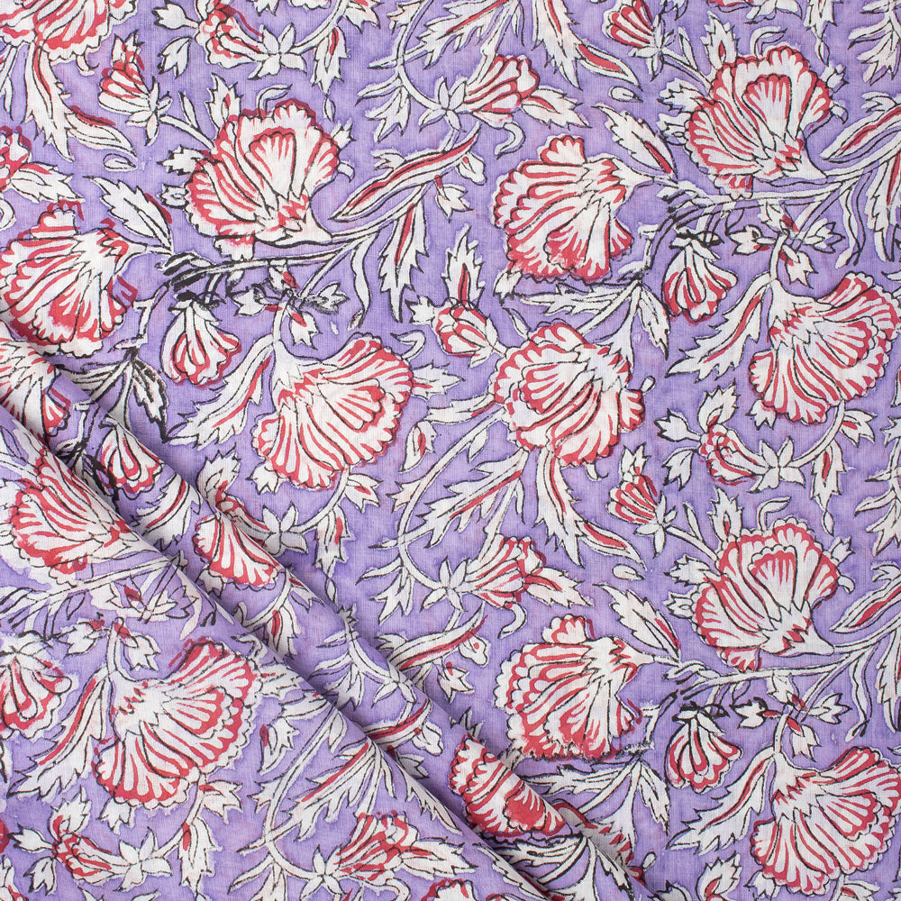 Floral Hand Block Printed Cotton Fabric