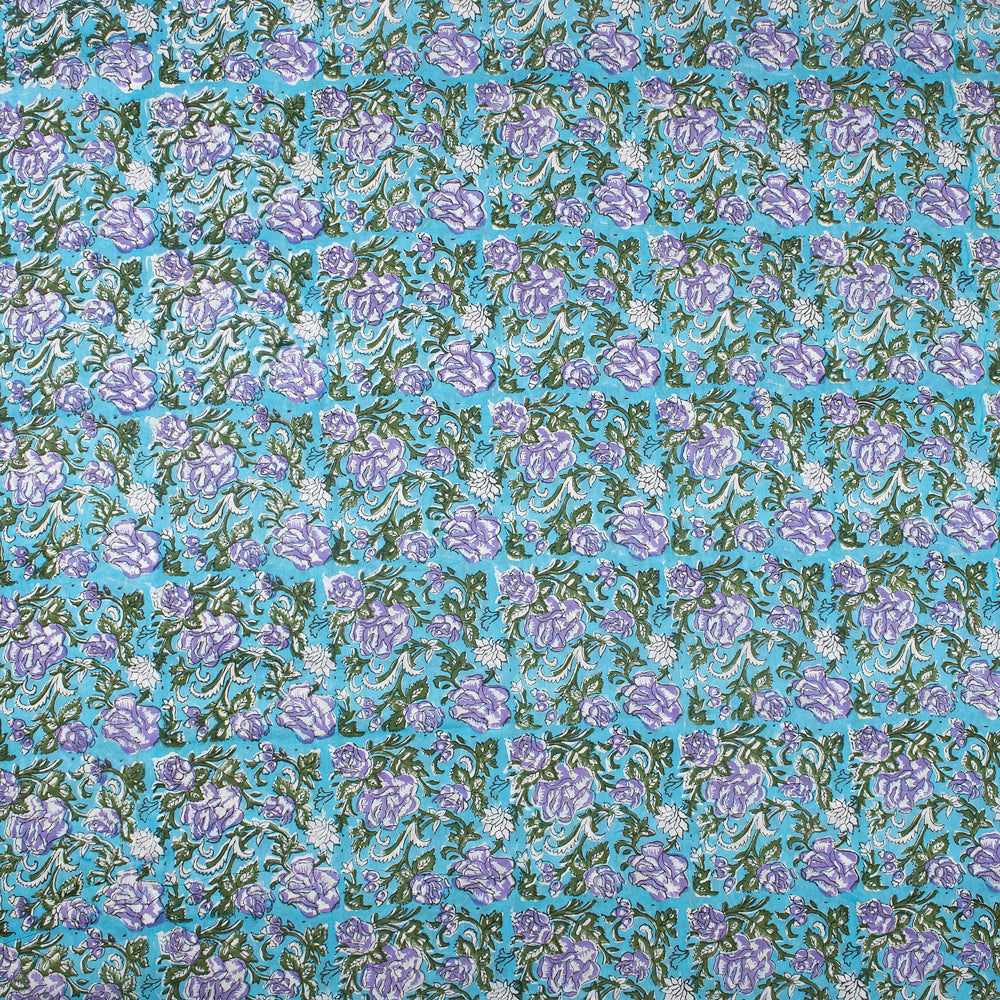 Natural Dye Block Floral Print Fabric Cotton Cloth