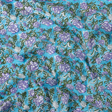 Natural Dye Hand Block Floral Print Fabric Cotton Cloth