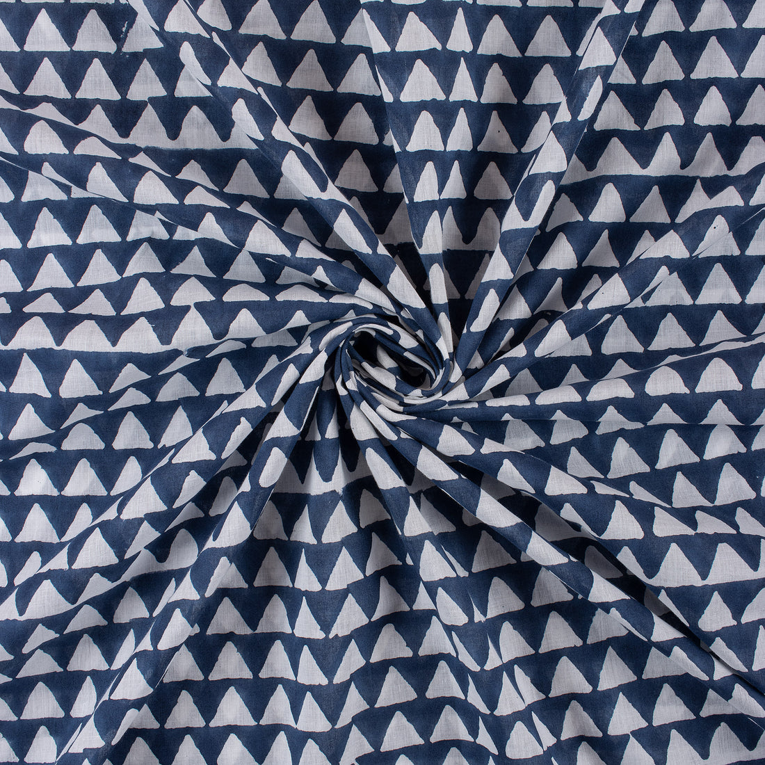 Blue Geometrical Printed Cotton Fabric