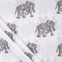 Hand Block Elephant Printed Pure Cotton Fabric