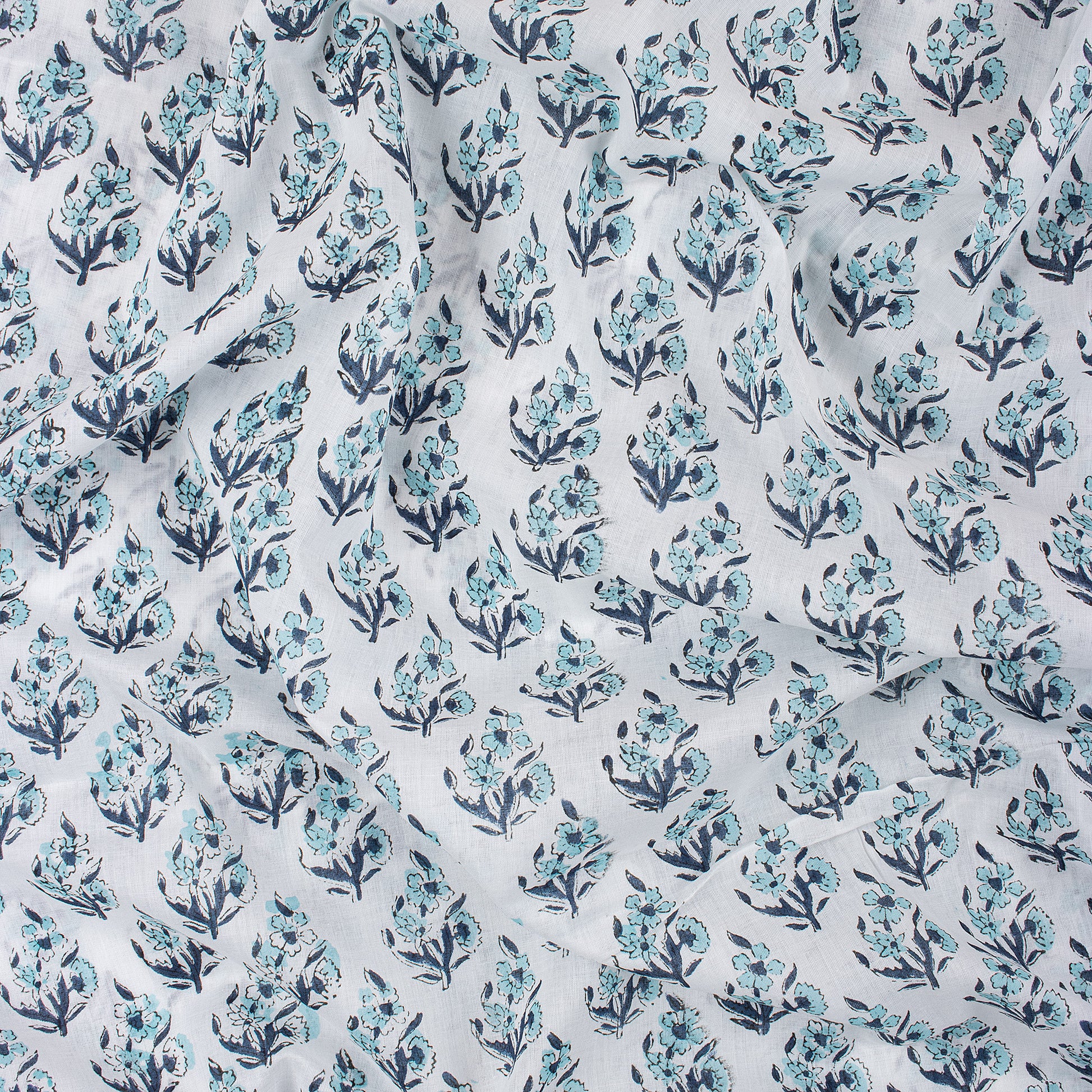 Hand Block Floral Cotton Printed Fabric