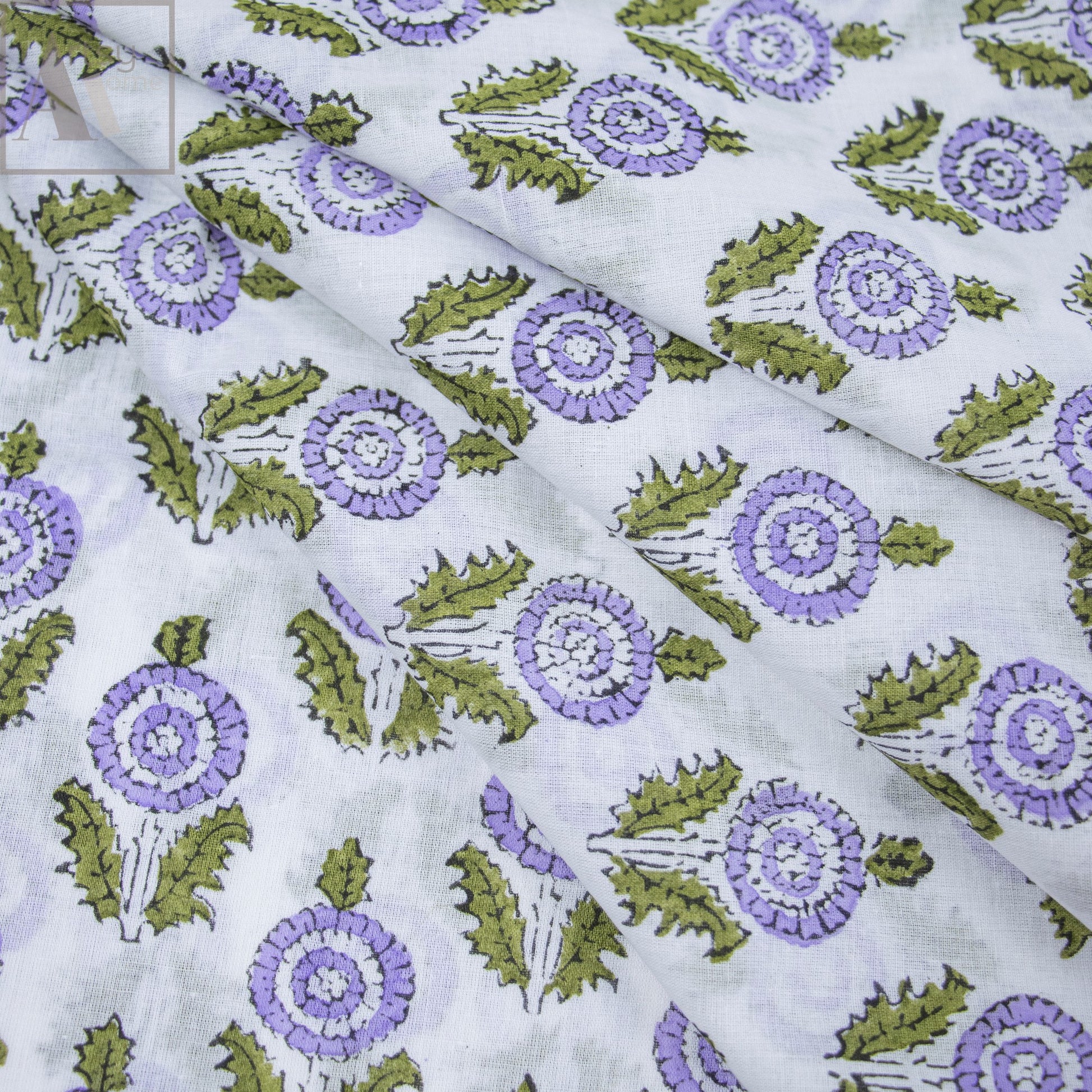 Blue Floral Block Printing Materials Soft Cotton Fabric Online