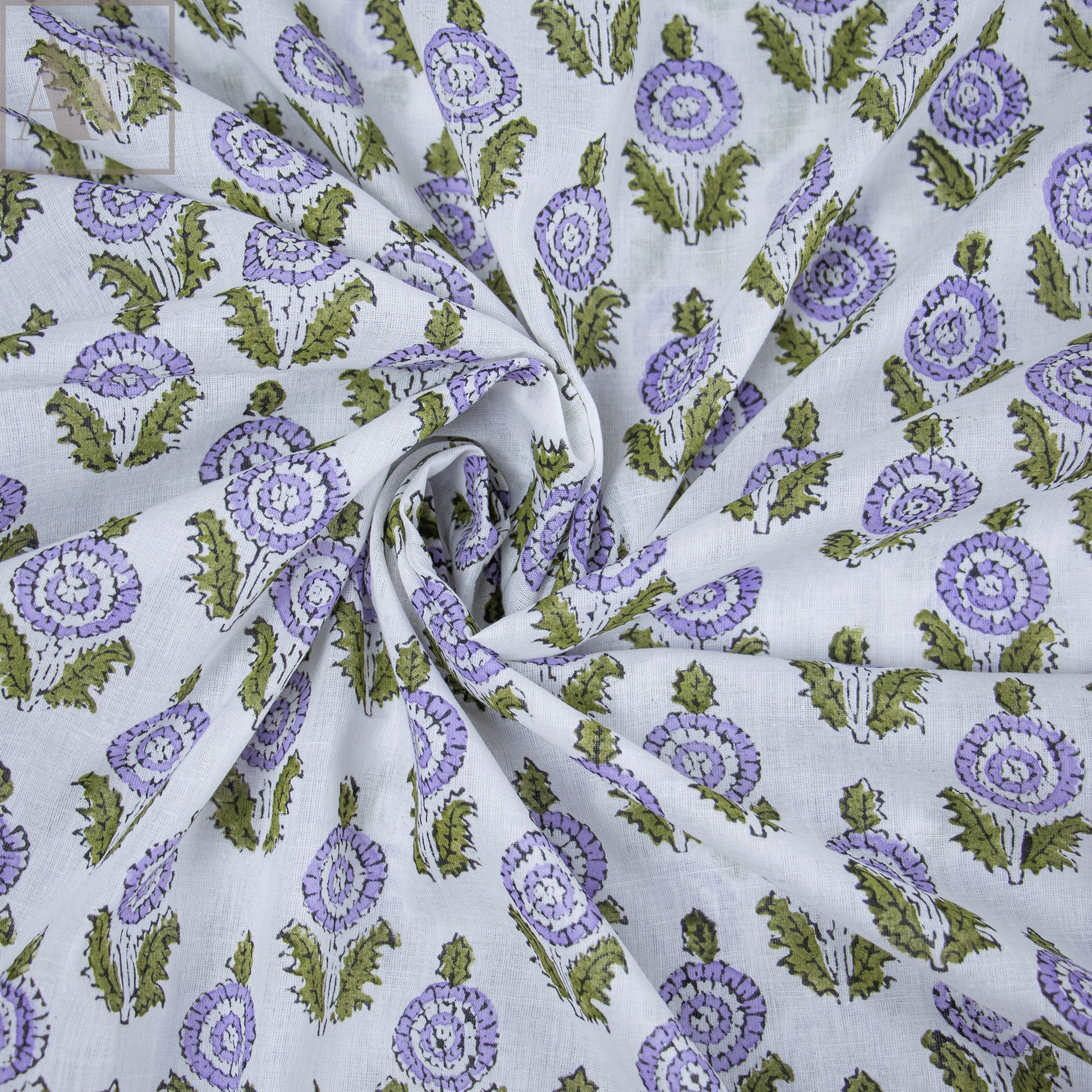 Blue Floral Block Printing Materials Soft Cotton Fabric Online