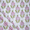 Pink Floral Jaipuri Block Print Cotton Fabric For Kurti Online