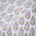 Pink Floral Jaipuri Block Print Cotton Fabric For Kurti Online