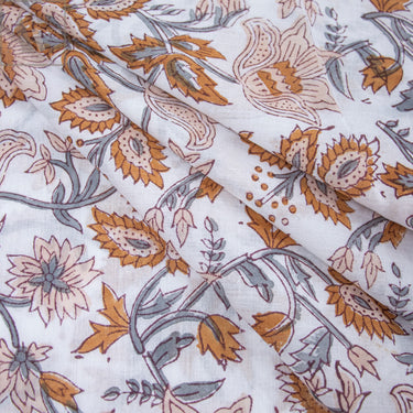 Hand Block Floral Pirnted Premium Cotton Fabric Online