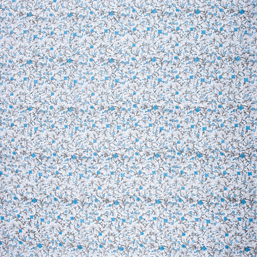 Hand Block Sky Blue Floral Organic Cotton Fabric Online