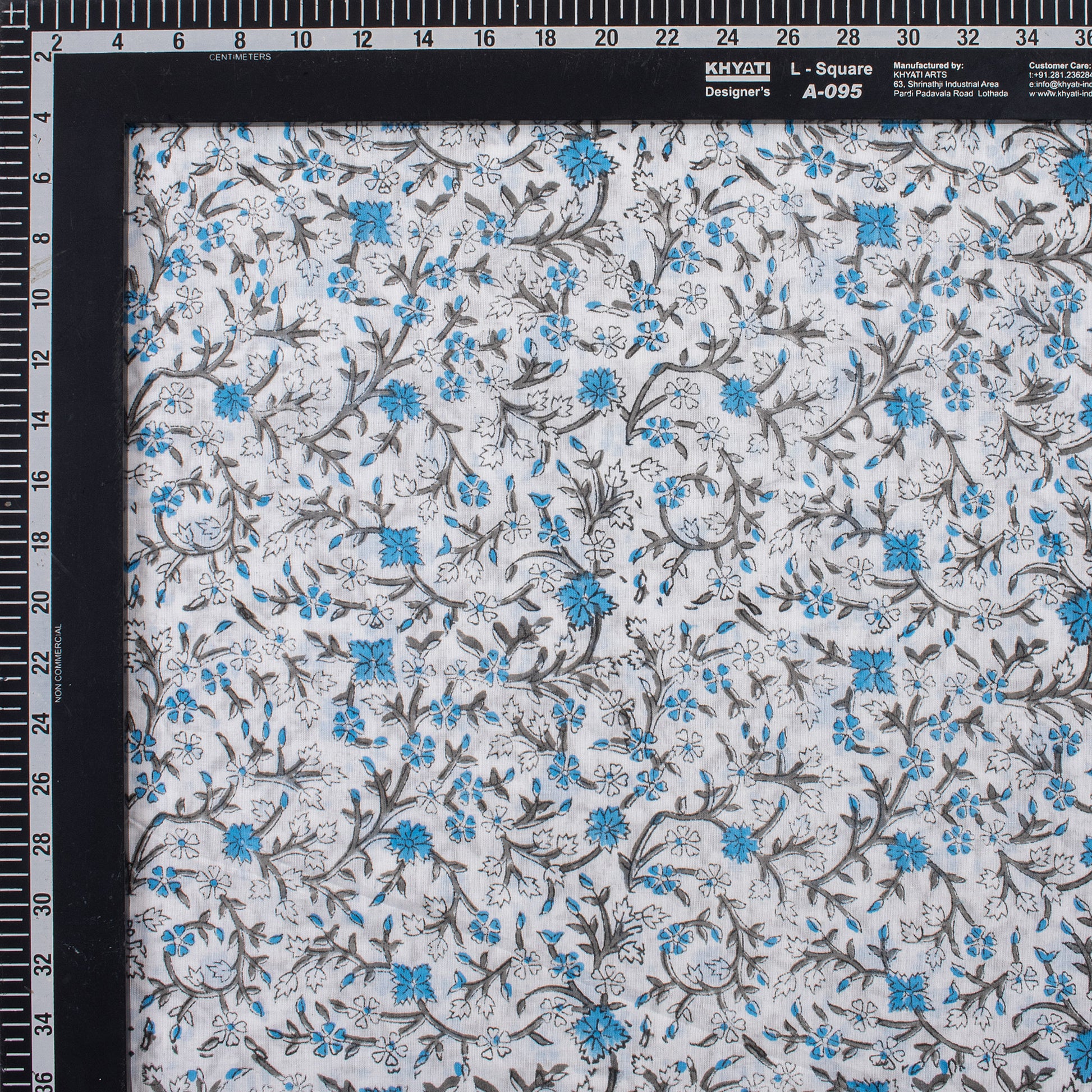 Sky Blue Printed Pure Cotton Fabric