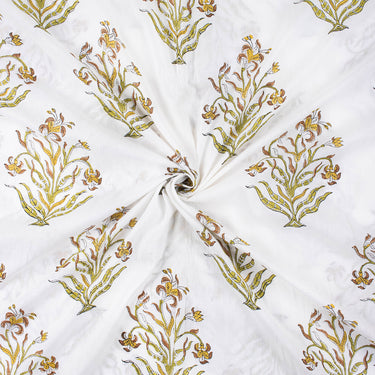 Floral Natural Dye Block Printed Cotton Jaipuri Fabric