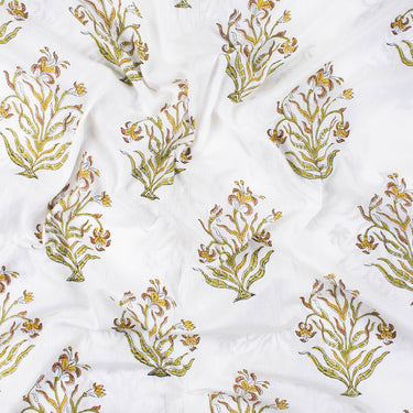 Floral Natural Dye Block Printed Cotton Jaipuri Fabric