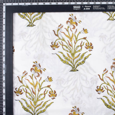 Floral Natural Dye Block Printed Cotton Jaipuri Fabric
