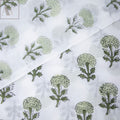 Green Floral Pure Cotton Fabric For Dress Material Online