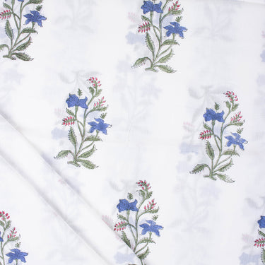 Blue Floral Block Print Fabric Online