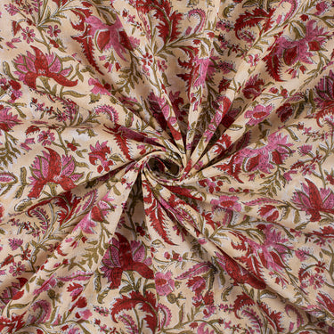Natural Hand Dye Floral Jaipur Block Print Fabric Online