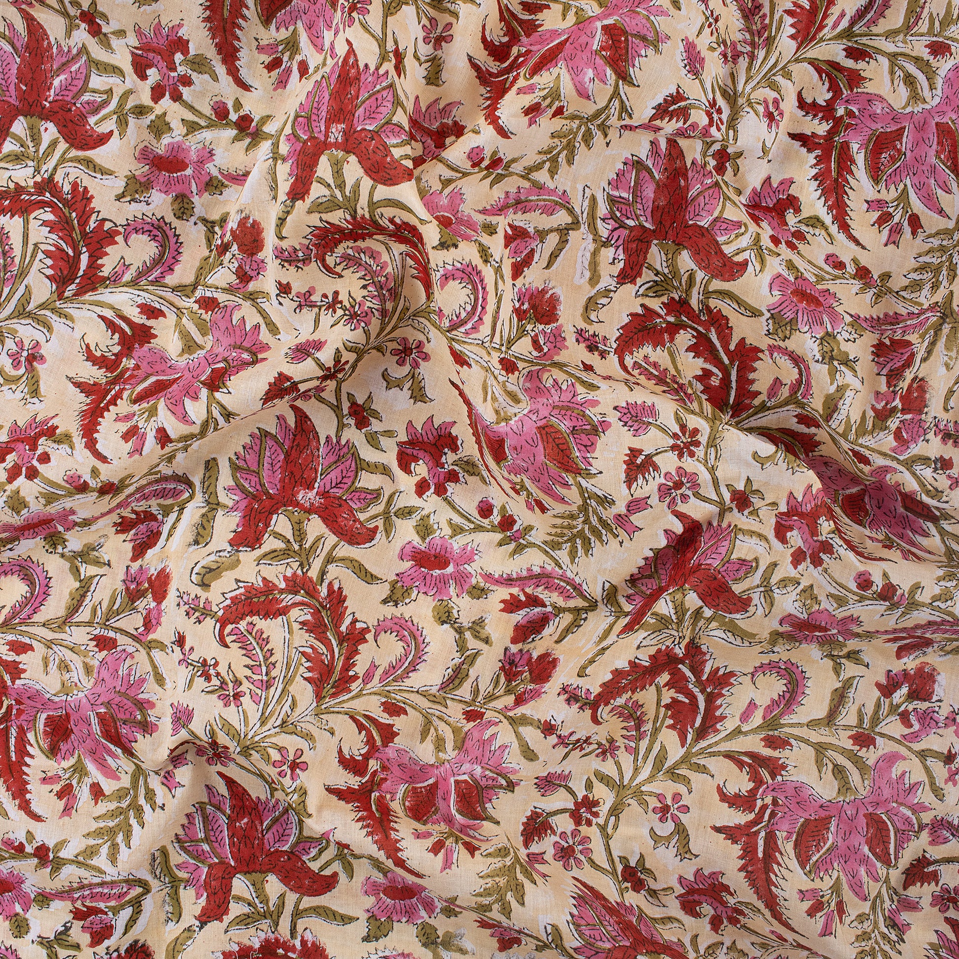 Natural Hand Dye Floral Jaipur Block Print Fabric Online