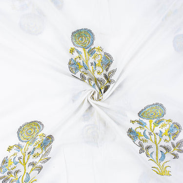 Best Yellow Floral Block Print Fabric Online