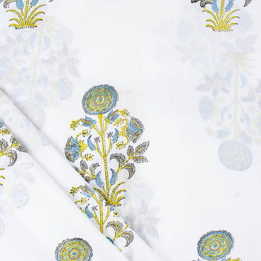 Best Yellow Floral Block Print Fabric Online