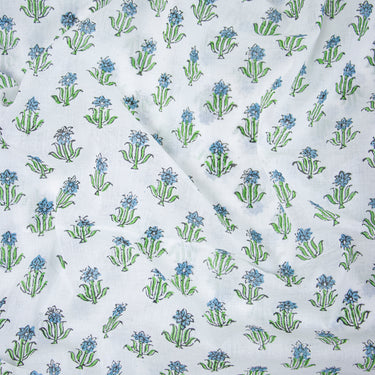 Sanganeri Cotton Print Green Floral Fabric Online