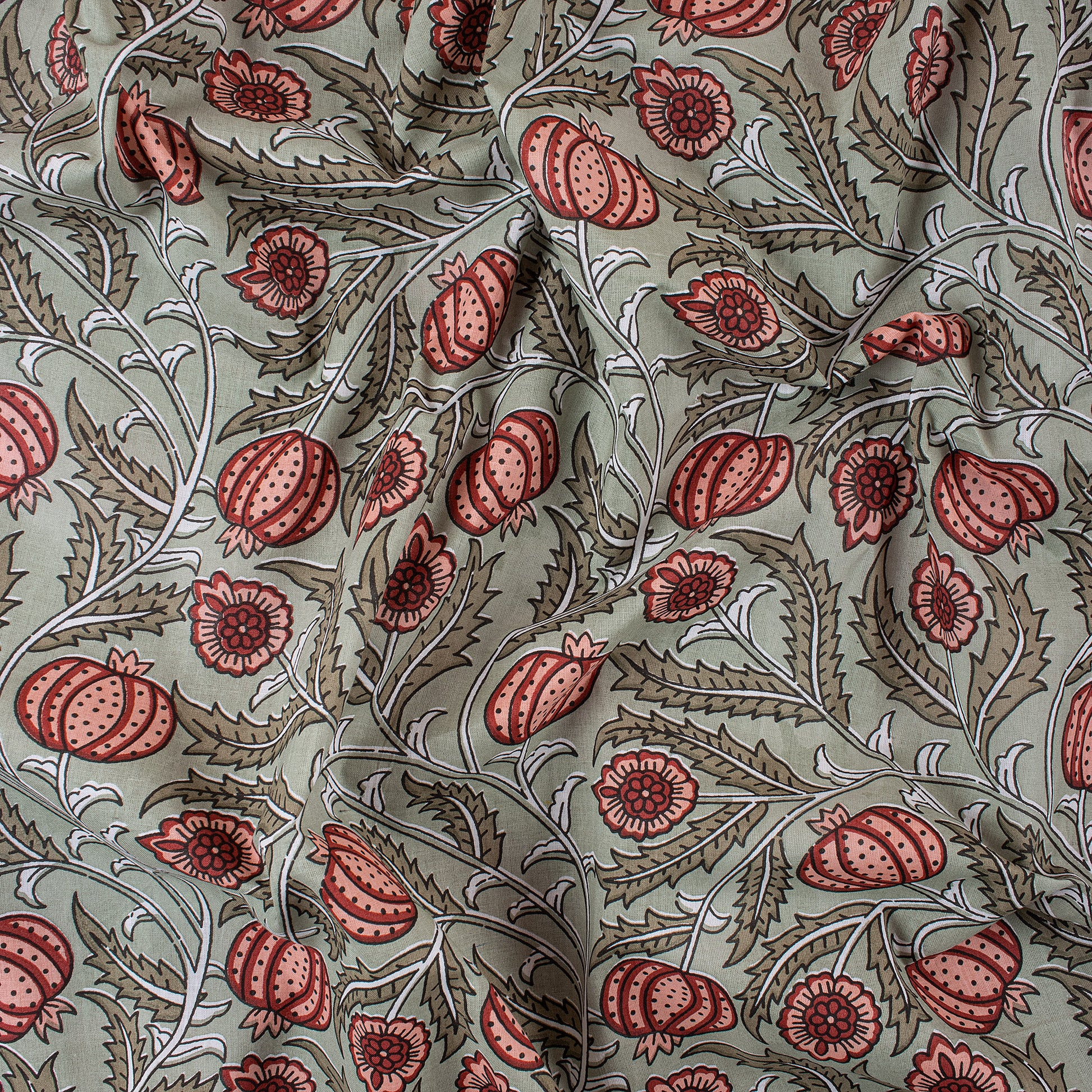 Floral Hand Block Print Fabric