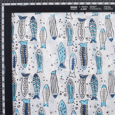 Multicolor Fish Block Print Fabric