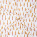 Sanganeri Block Yellow Leaf Printed Cotton Fabric Online