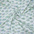 Jaipur Block Print Fabric Green Floral Sanganeri Hand Onine