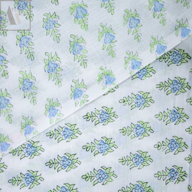 Jaipur Block Print Fabric Green Floral Sanganeri Hand Onine
