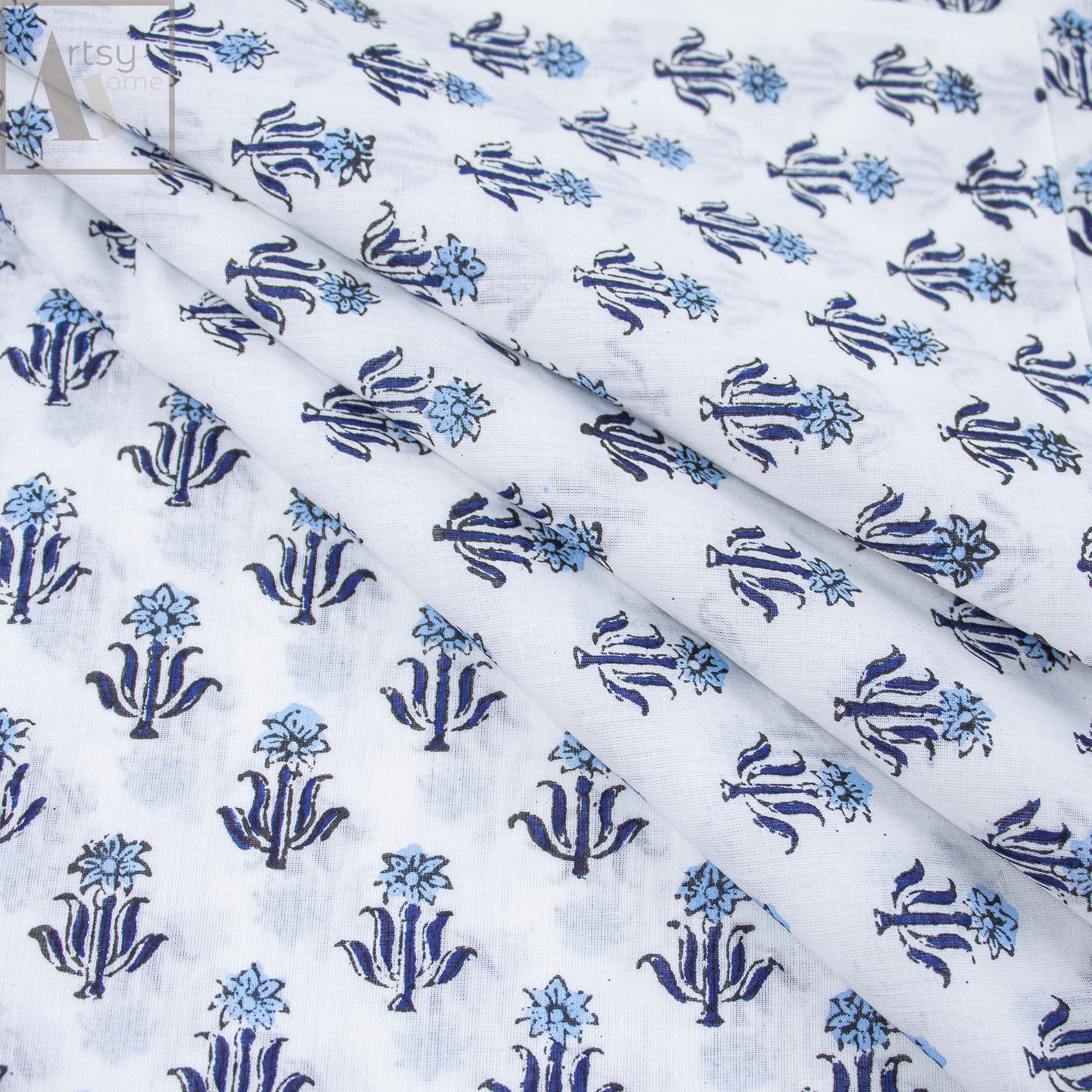 Sanganeri Floral Jaipuri Block Print Fabric Online