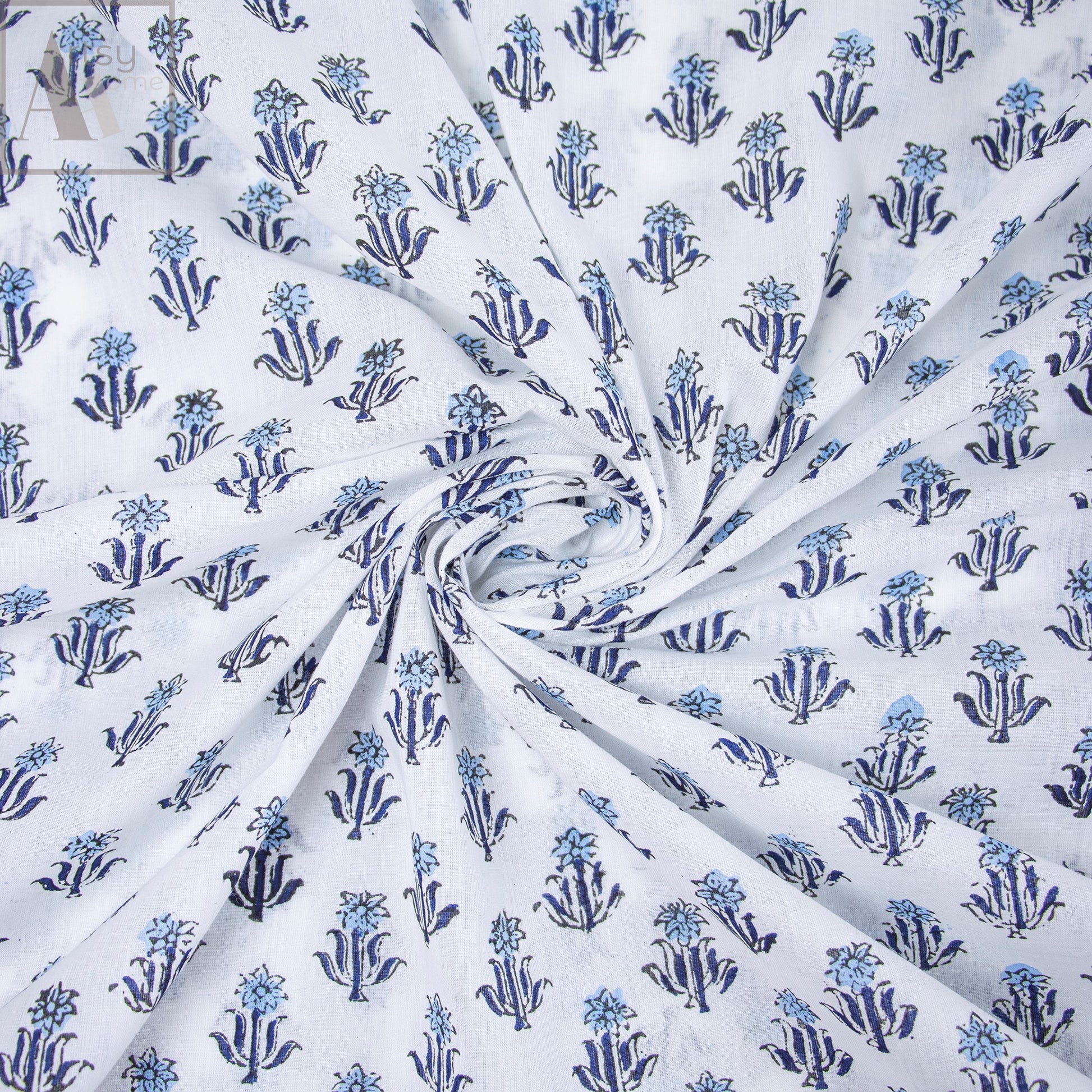 Sanganeri Floral Jaipuri Block Print Fabric Online