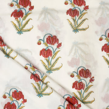 Premium Floral Cotton Block Print Fabric