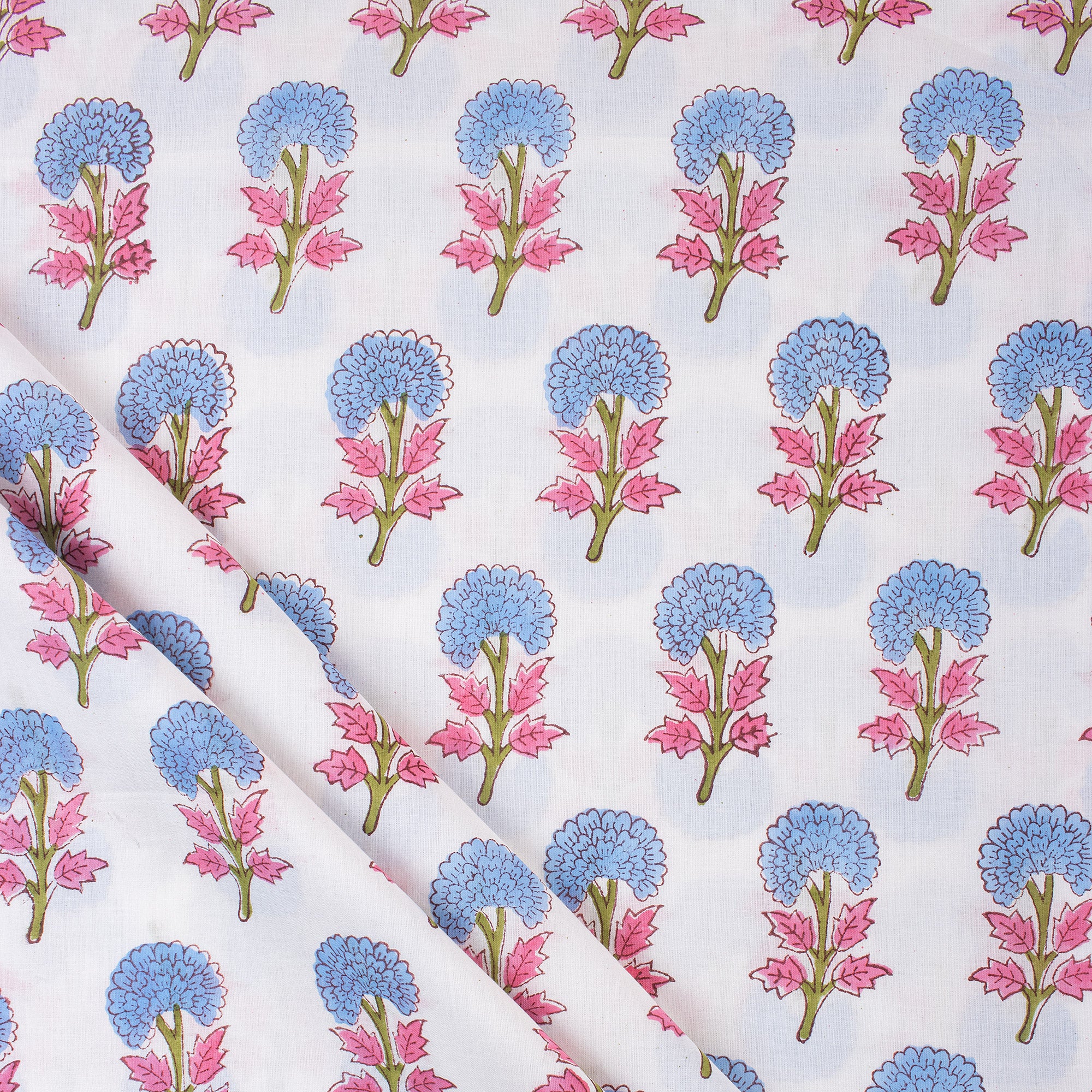 Hand Block Floral Print Cotton Fabric