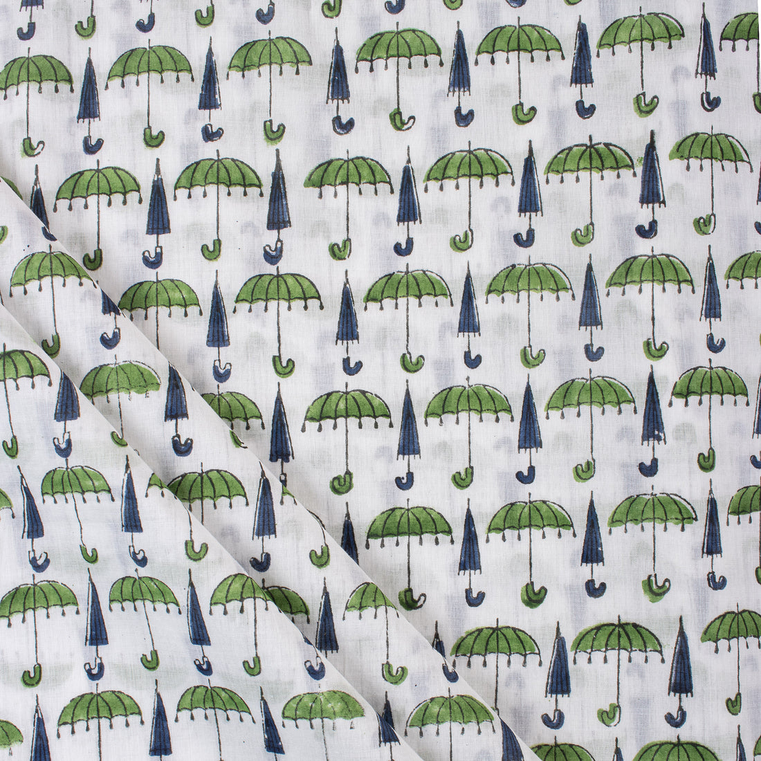 Umbrella Cotton Block Print Fabric