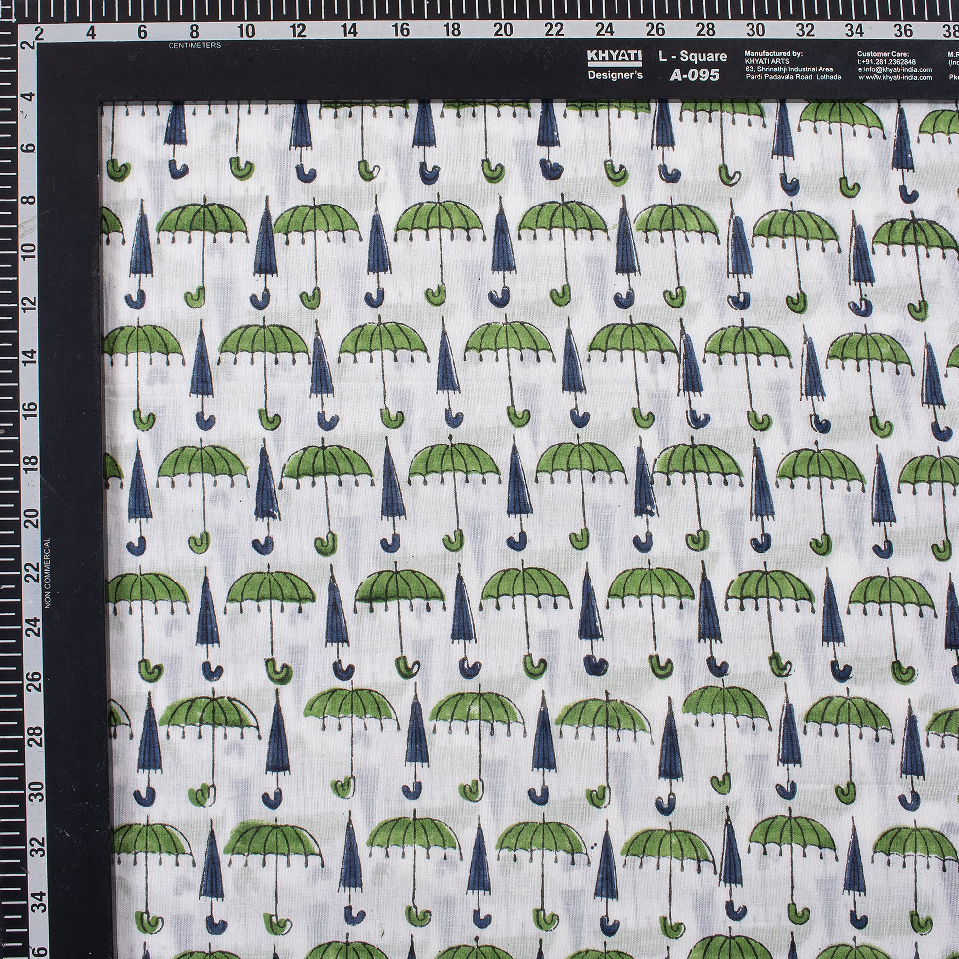 Umbrella Cotton Block Print Fabric