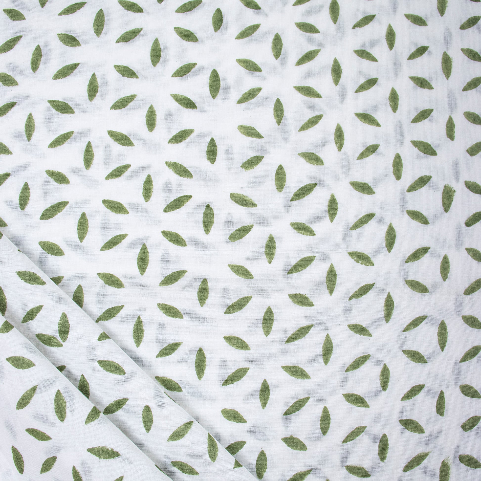 Green Cotton Print Sanganeri Block Fabric Online