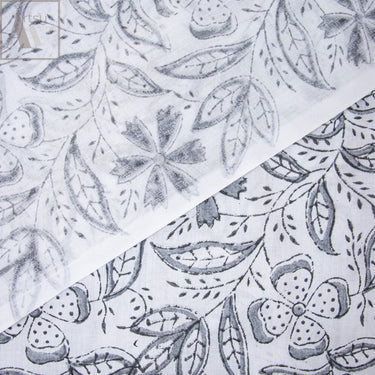Grey Sanganeri Block Printed Indian Fabric